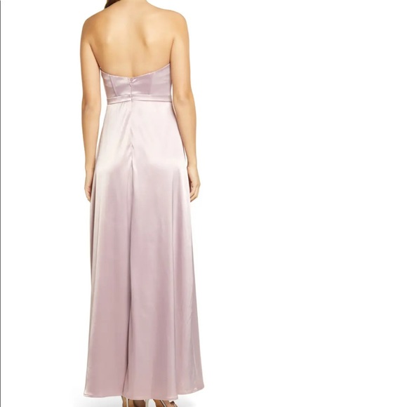 NWT Blush Pink Satin Strapless Long Lulus Dress - Picture 6 of 9